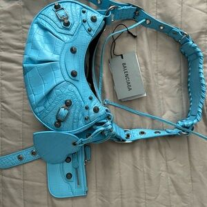 COPY - Balenciaga Blue Le Cagole Embossed Shoulder Bag